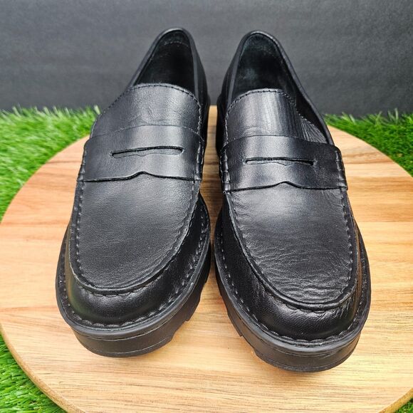 Born Womens Carrera Loafer Size 7.5 M Black Penny Flat Shoe Platform Lug Sole - Picture 6 of 11